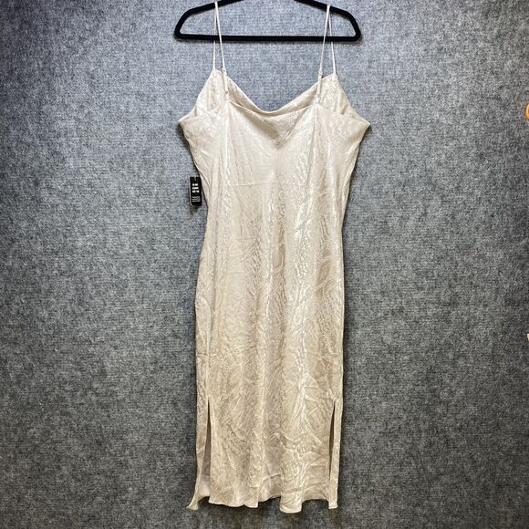 Express Slip Dress Women XL Cream Damask Satin Spaghetti Strap Adjustable - Picture 8 of 15